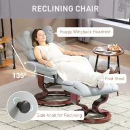 Swivel Recliner Chair with Footstool - Recliner Armchair - thumbnail 2