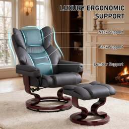 Swivel Recliner Chair with Footstool - Recliner Armchair - thumbnail 4