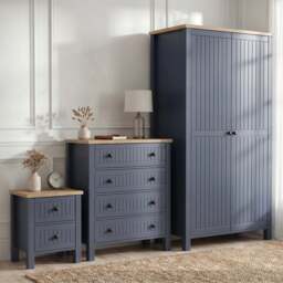 Linra Blue Painted 3 Piece Bedroom Set - Oak Top