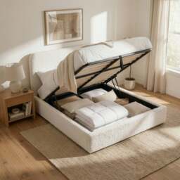 Sofna Boucle Ottoman Storage Bed Frame, White Small Double - thumbnail 2