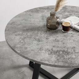 Kyvon Round Dining Table Set with 4 Chairs - Concrete Effect - thumbnail 2