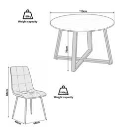 Kyvon Round Dining Table Set with 4 Chairs - Dark Wood Effect - thumbnail 3