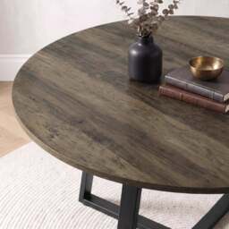 Kyvon Round Dining Table Set with 4 Chairs - Dark Wood Effect - thumbnail 2