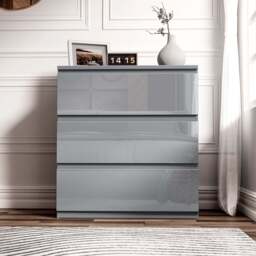 High Gloss 3 Piece Bedroom Set- 2 Door Wardrobe With Drawers - thumbnail 3