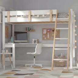 Bunk Bed With Desk - High Sleeper Loft Bed Frame For Kids - thumbnail 2