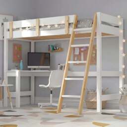 Bunk Bed With Desk - High Sleeper Loft Bed Frame For Kids