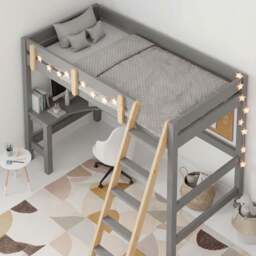 Bunk Bed With Desk - High Sleeper Loft Bed Frame For Kids - thumbnail 3