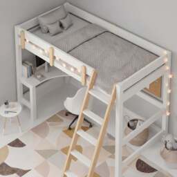 Bunk Bed With Desk - High Sleeper Loft Bed Frame For Kids - thumbnail 3