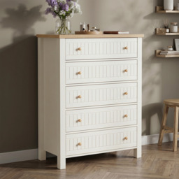 Linra Painted Tall 5 Chest of Drawers - Bedroom Drawers