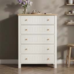 Linra Painted Tall 5 Chest of Drawers - Bedroom Drawers - thumbnail 2