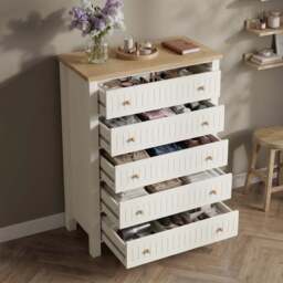 Linra Painted Tall 5 Chest of Drawers - Bedroom Drawers - thumbnail 3