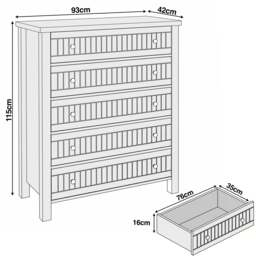 Linra Painted Tall 5 Chest of Drawers - Bedroom Drawers - thumbnail 4
