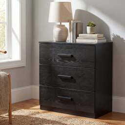 Blythe 3 Drawer Chest - Small Chest of Drawers - Black