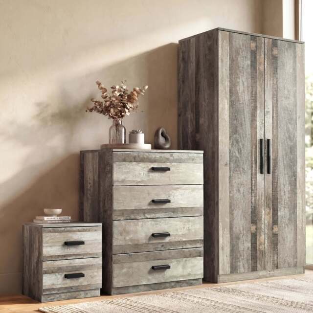 Blythe 3 Piece Bedroom Set - Ash Grey Wardrobe & Drawers - image 1