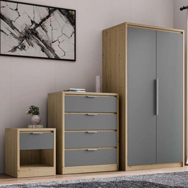Skova 3 Piece Bedroom Set - Wardrobe and Chest of Drawers - image 1