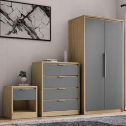 Skova 3 Piece Bedroom Set - Wardrobe and Chest of Drawers - thumbnail 1