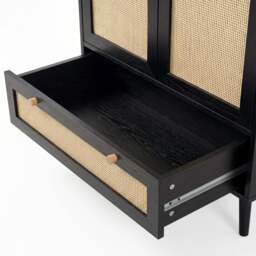 Wovena Rattan 2 Door Wardrobe with Drawers - Black - thumbnail 6