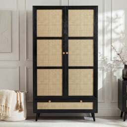 Wovena Rattan 2 Door Wardrobe with Drawers - Black - thumbnail 2