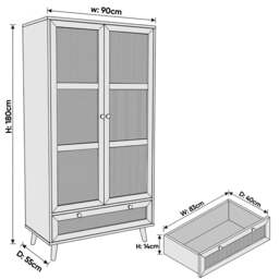 Wovena Rattan 2 Door Wardrobe with Drawers - Black - thumbnail 4