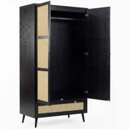 Wovena Rattan 2 Door Wardrobe with Drawers - Black - thumbnail 5