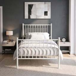 Vertical Metal Bed Frame with High Headboard - Single, Double and King - thumbnail 2