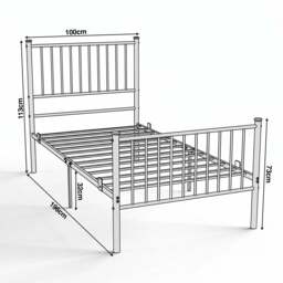 Vertical Metal Bed Frame with High Headboard - Single, Double and King - thumbnail 3