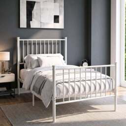 Vertical Metal Bed Frame with High Headboard - Single, Double and King - thumbnail 1