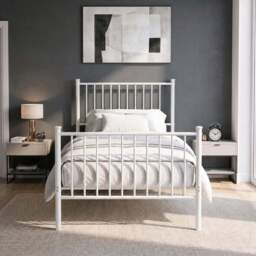 Vertical Metal Bed Frame with High Headboard - thumbnail 2