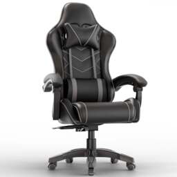 PC Gaming Chair - Home Office Chair With Headrest & Lumbar Support - Black + Grey