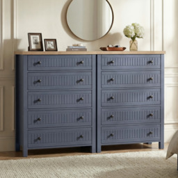 Linra Painted Tall 5 Chest of Drawers - Blue Bedroom Drawers - thumbnail 5