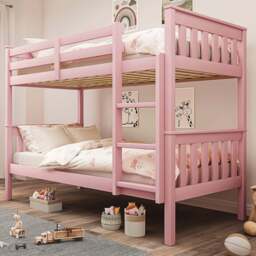 Solid Wood Detachable Double Bunk Bed - Pink