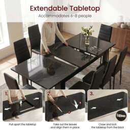 Milo Extendable Dining Table Set - Black Marble Effect - thumbnail 5