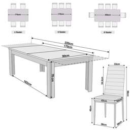 Milo Extendable Dining Table Set - Black Marble Effect - thumbnail 4