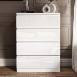 High Gloss 3 Piece Wardrobe Set With Chest of Drawers - thumbnail 3