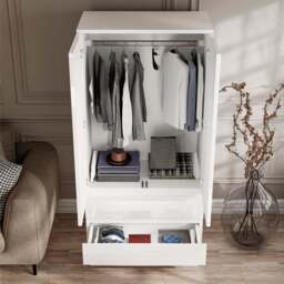 High Gloss 3 Piece Wardrobe Set With Chest of Drawers - thumbnail 6