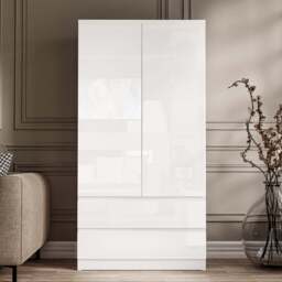 High Gloss 3 Piece Wardrobe Set With Chest of Drawers - thumbnail 2