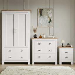 Shaker 3 Piece Bedroom Set - Wardrobe with Chest of Drawers - White