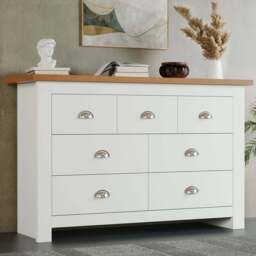 7 Drawer Wide Chest of Drawers - Large Bedroom Dresser - thumbnail 2