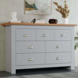 7 Drawer Wide Chest of Drawers - Large Bedroom Dresser - thumbnail 6