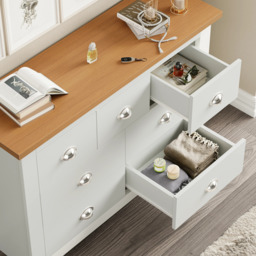 7 Drawer Wide Chest of Drawers - Large Bedroom Dresser - thumbnail 4