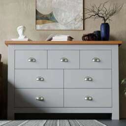 7 Drawer Wide Chest of Drawers - Large Bedroom Dresser - thumbnail 5