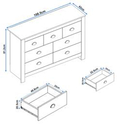 7 Drawer Wide Chest of Drawers - Large Bedroom Dresser - thumbnail 3