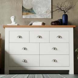 7 Drawer Wide Chest of Drawers - Large Bedroom Dresser - thumbnail 1
