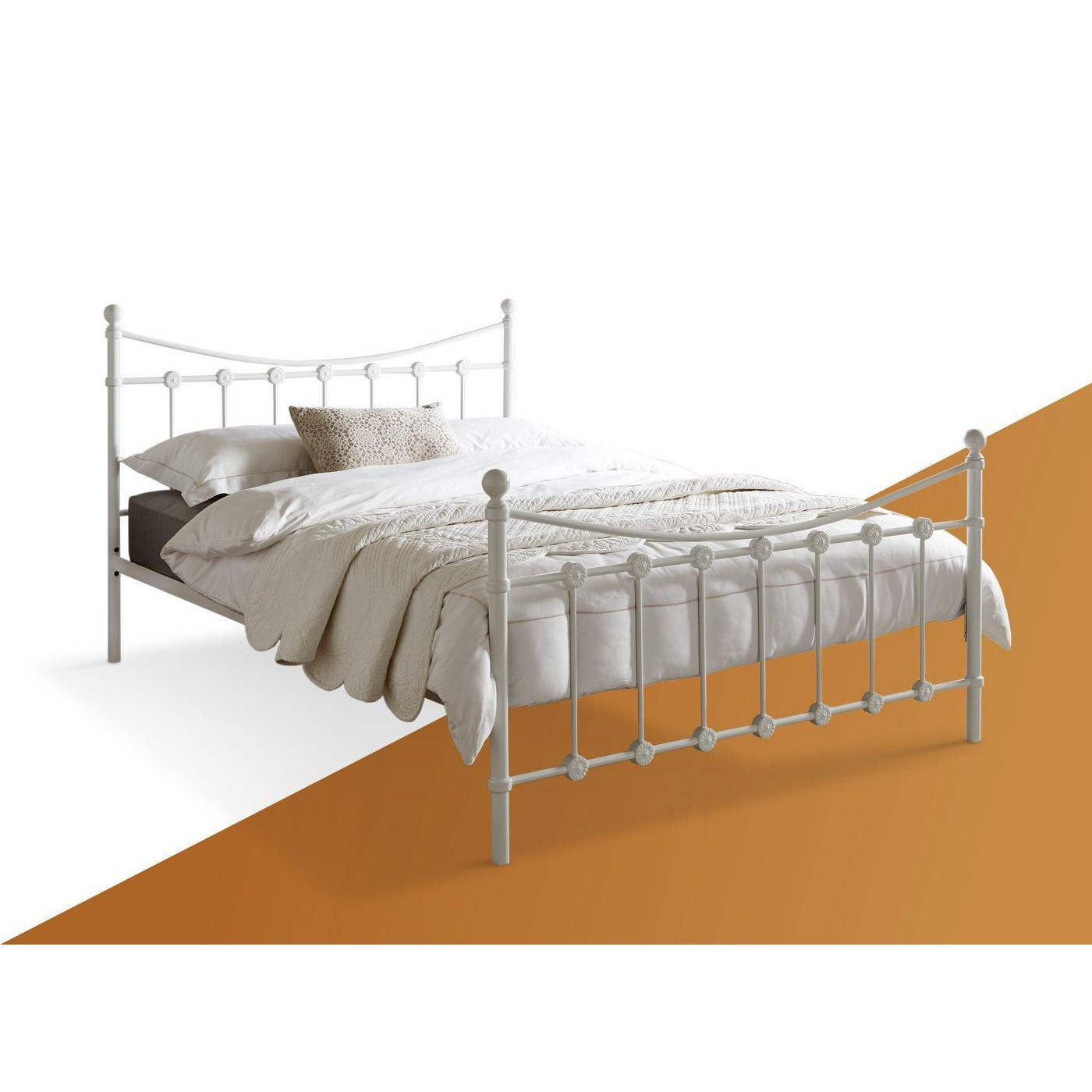 Ava Metal Bed Frame - 4'6 Double - White