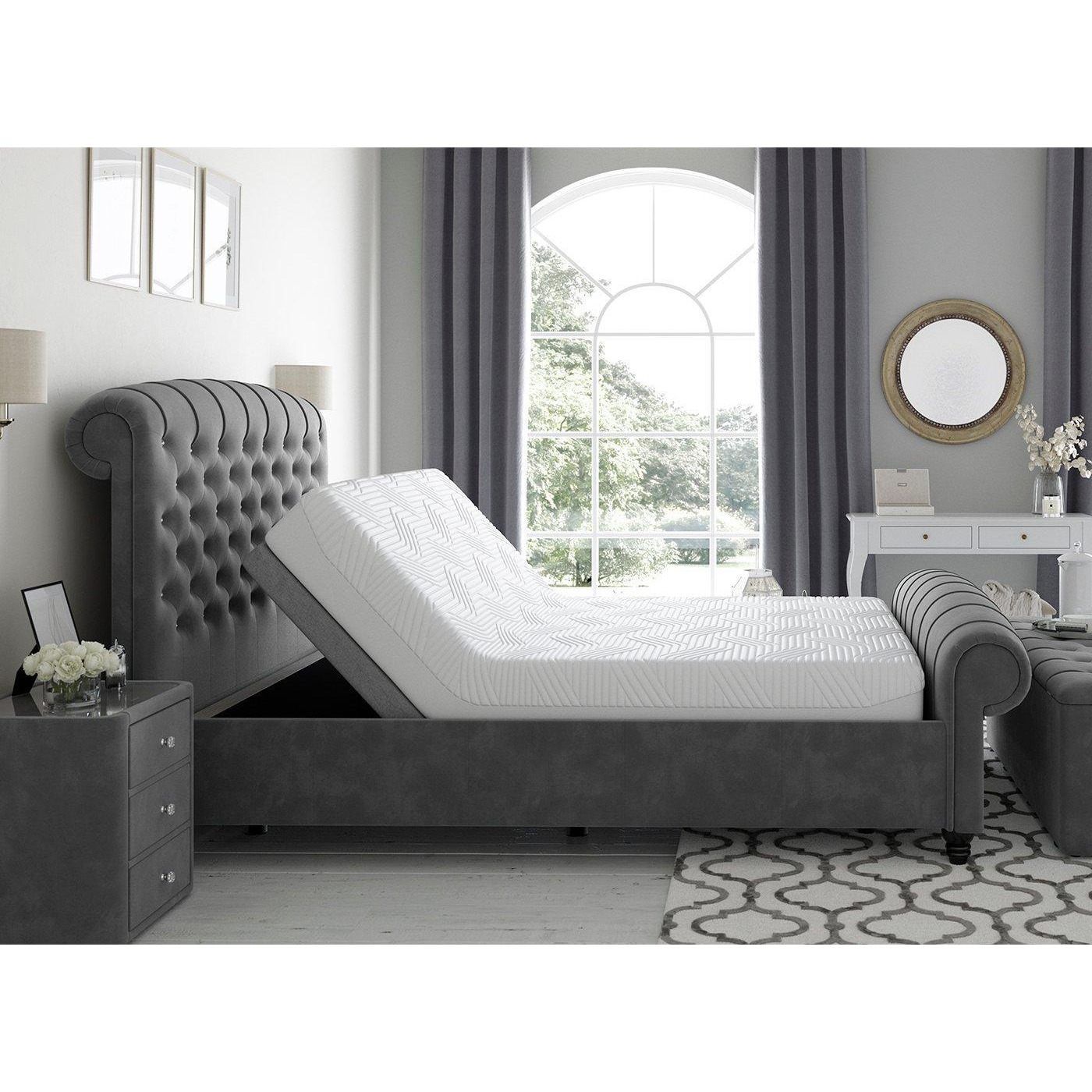 Ellis Sleepmotion Adjustable Upholstered Bed Frame - 4'6 Double - Grey