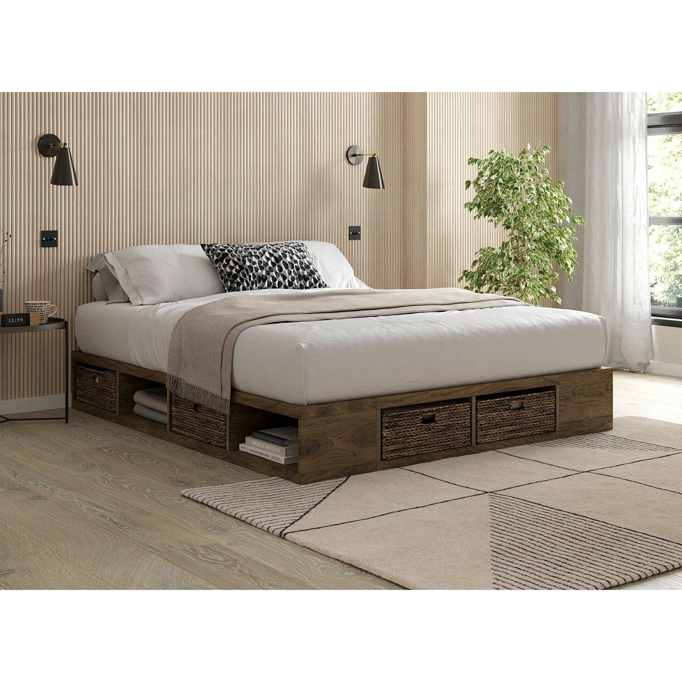 Carson Wooden Platform Bed Frame - 4'6 Double - Brown