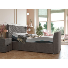 Kobe Sleepmotion Adjustable Velvet-Finish TV Bed Frame - 4'6 Double - Grey