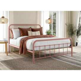 Abbey Metal Bed Frame - 4'6 Double - Pink