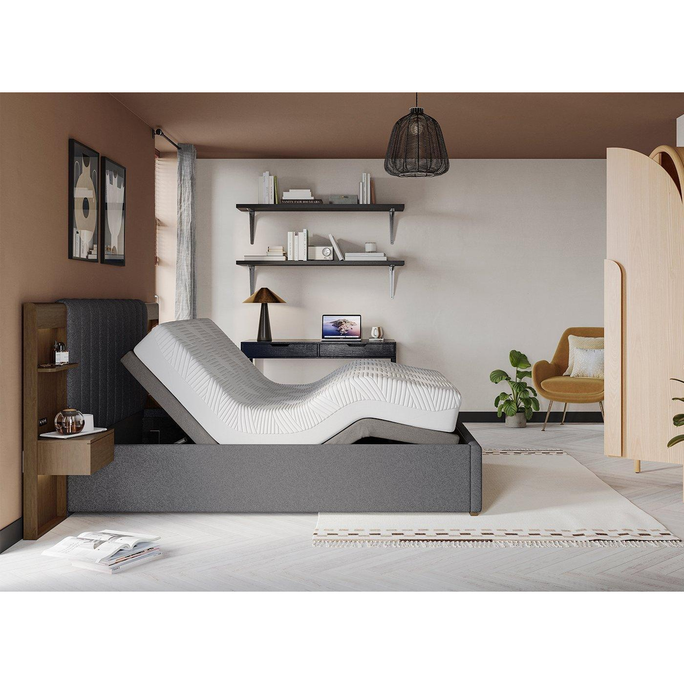 Owen Sleepmotion Adjustable Upholstered Ottoman Bed Frame - 4'6 Double - Grey