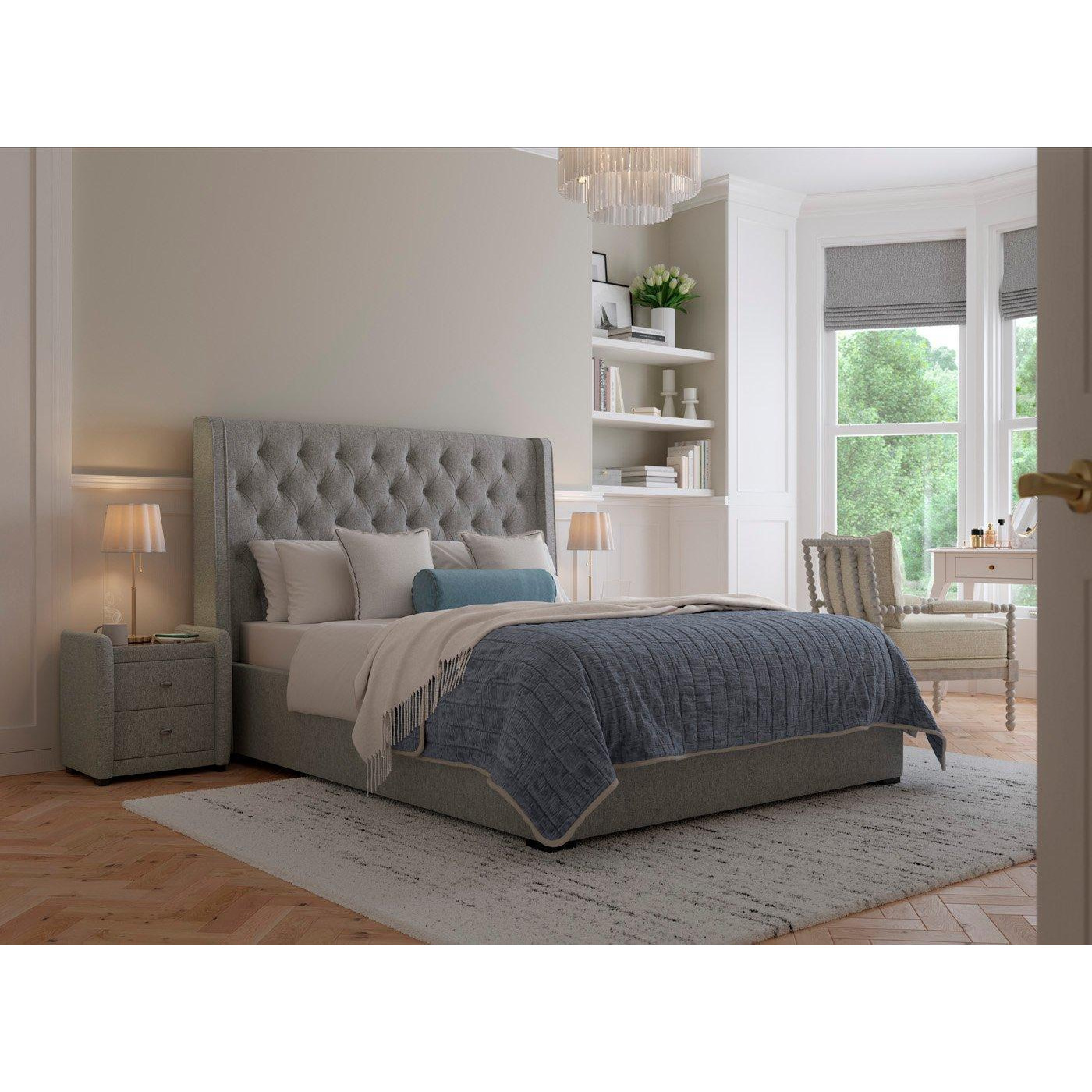 Deacon Upholstered Bed Frame - 4'6 Double - Grey